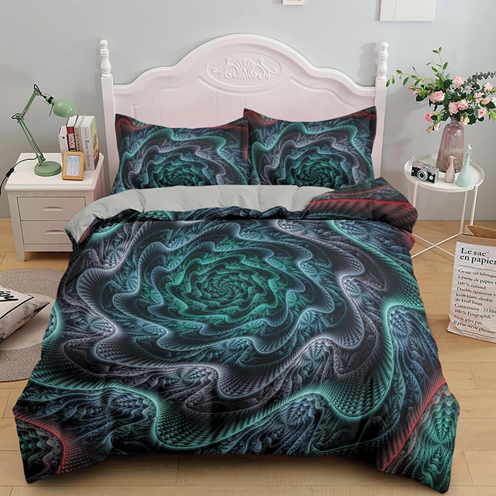 Черный комплект постельного белья из мягкого микрофибры с принтом мандалы в