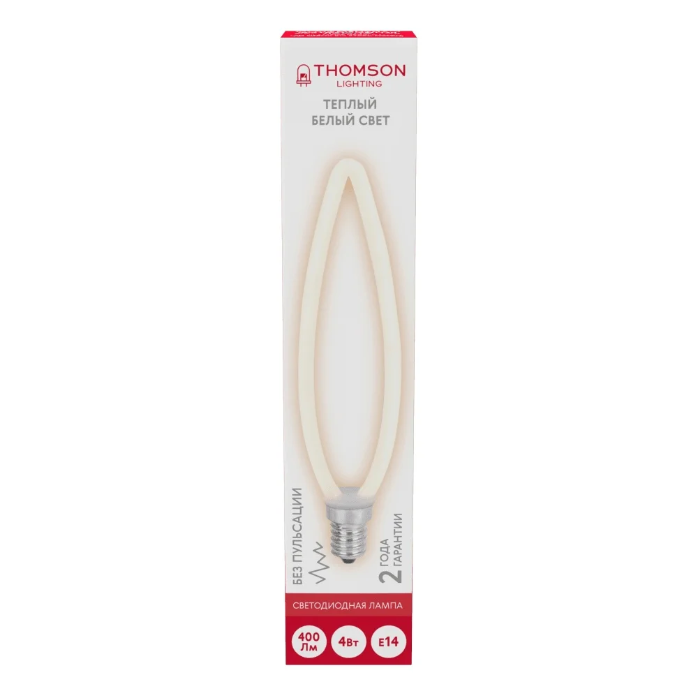 Лампа светодиодная Hiper THOMSON LED FILAMENT DECO CANDLE 4W 400Lm E14 2700K Frosted|Светодиодные лампы и