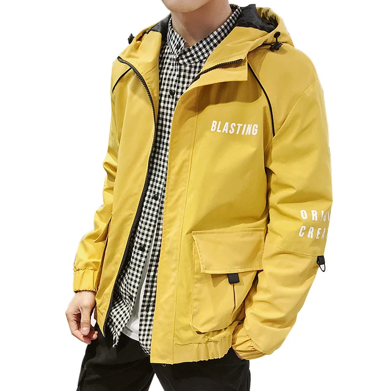 

Men Polyester Camouflage Zipper Hooded Jacket Without Collar Fashion Trench Coat