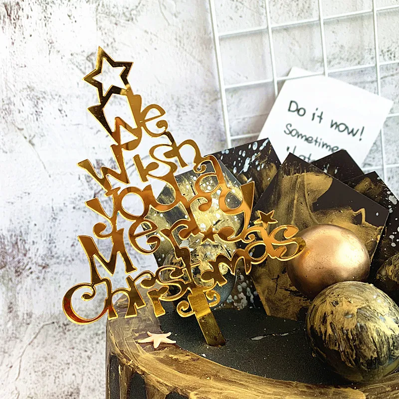 Acrylic Merry Christmas Tree Cake Topper Decorations for Home Happy New Year Elk Xmas Party Decoration Supplies | Дом и сад