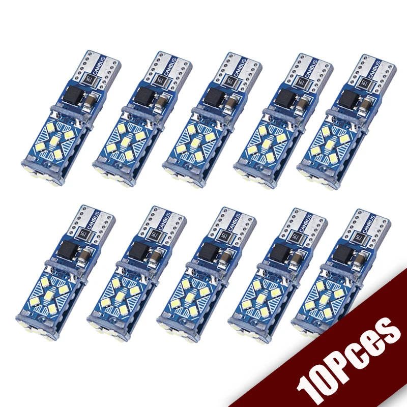 

10PCS T10 W5W 12V Led lamp Canbus For Car Lights Interior Bulb Reading Map Dome Lamp Wedge Parking Light 6000K 15SMD 6000K