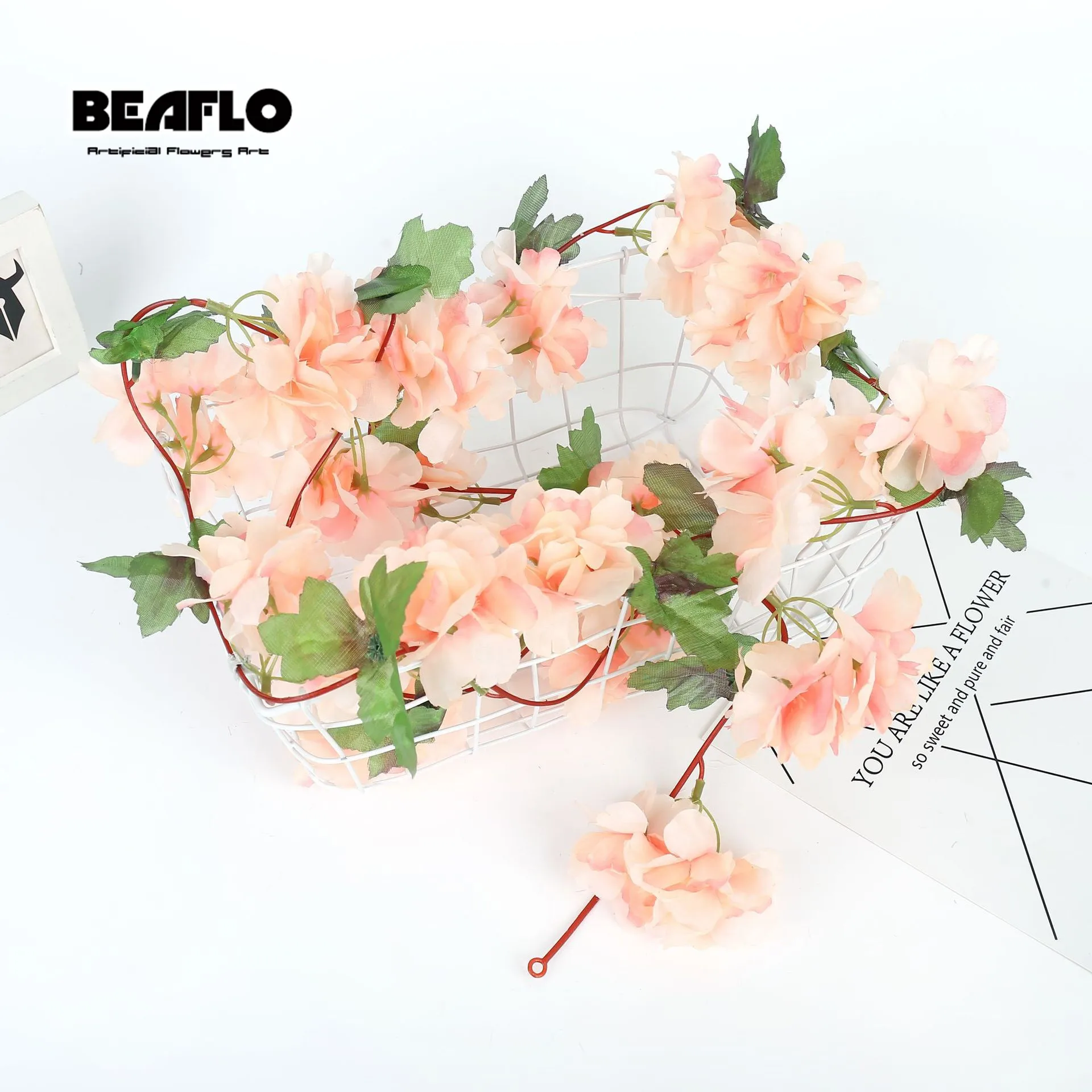 2 4 м шелка искусственные розы цветы ротанга строку лоза с зелеными листьями для