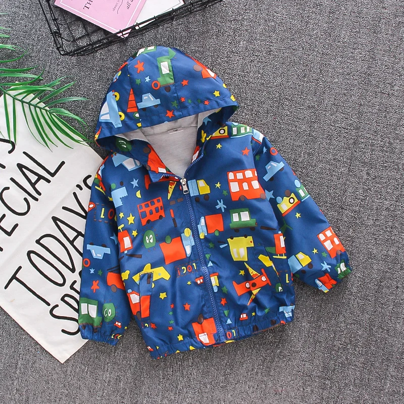 

New Arrival Of Boys' Jackets Fall 2021 Cartoon Dinosaur Animal Blue Baby Clothes Jacket Zipper Cardigan For Boys 2-6 Years Old