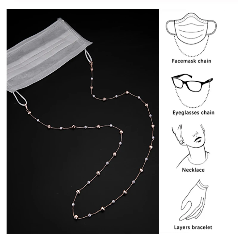 

Cazador Women Pearl Beaded Chain for Mask Fashion Hang Sunglasses Chains Lanyards Neck Strap Rope Reading Glasses Cord Holder