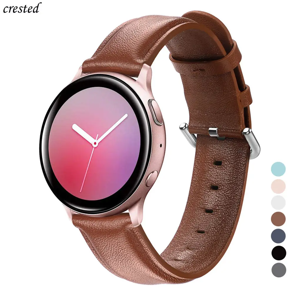 

20mm Leather band For Samsung Galaxy watch active 2 44mm-40mm/42mm Gear S2/Sport belt Huawei GT 2-2e-pro 42 mmm bracelet strap