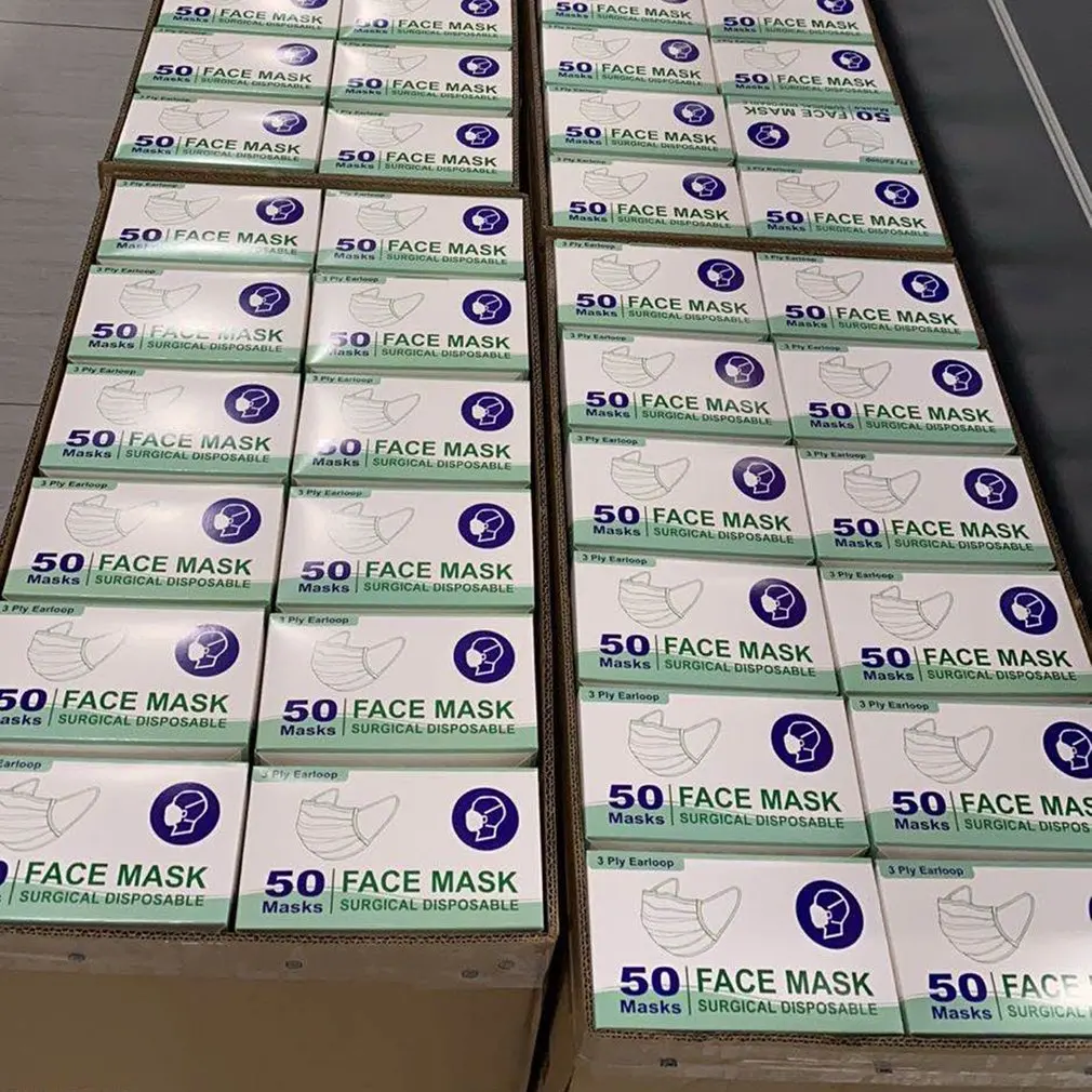 Пылезащитная и анти смога одноразовая трехслойная маска 100 единиц