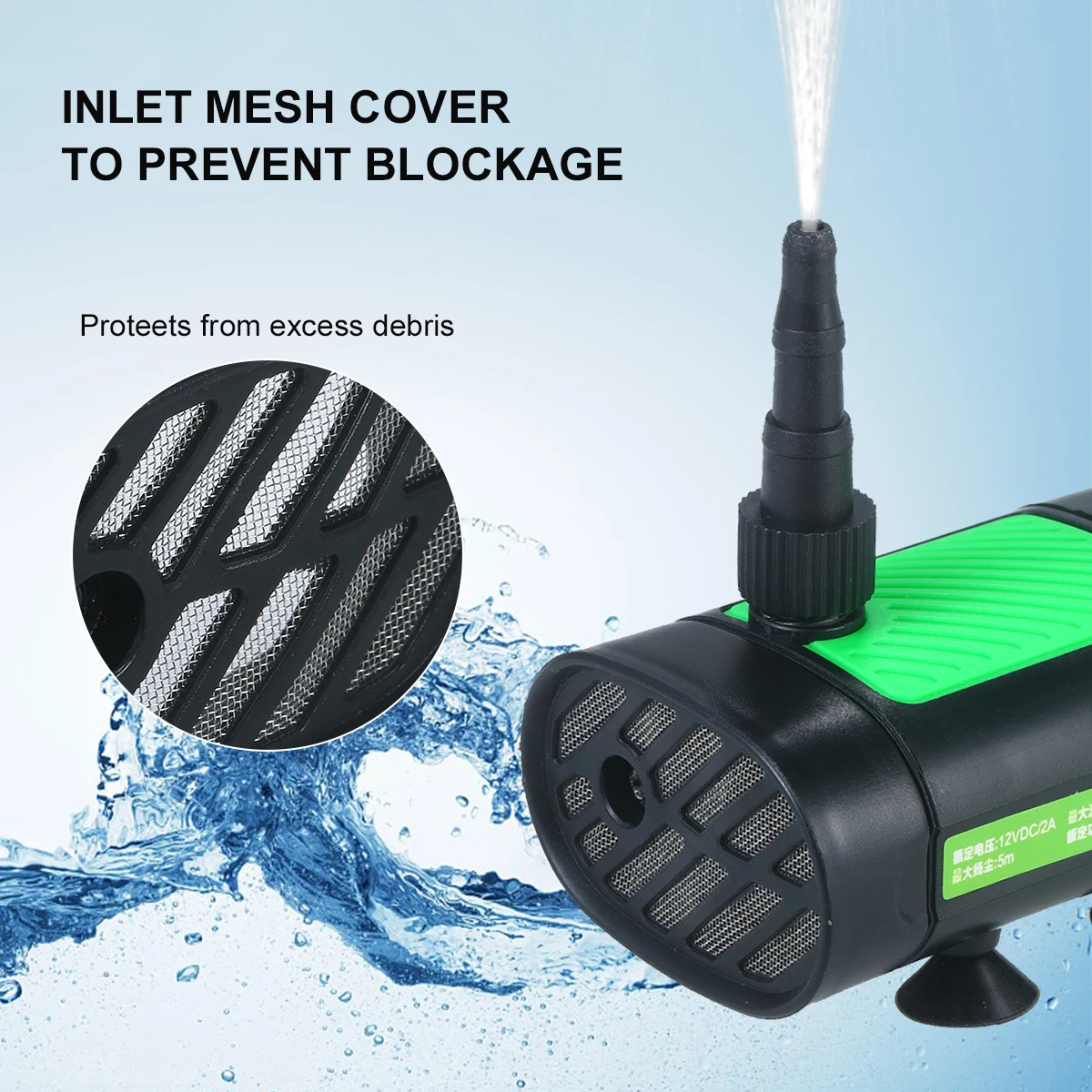 

12V DC Brushless Submersible Water Pump 30W Ultra Quiet Fountain Water Pump 7L/Min with 10ft High Lift 3 Size Nozzle