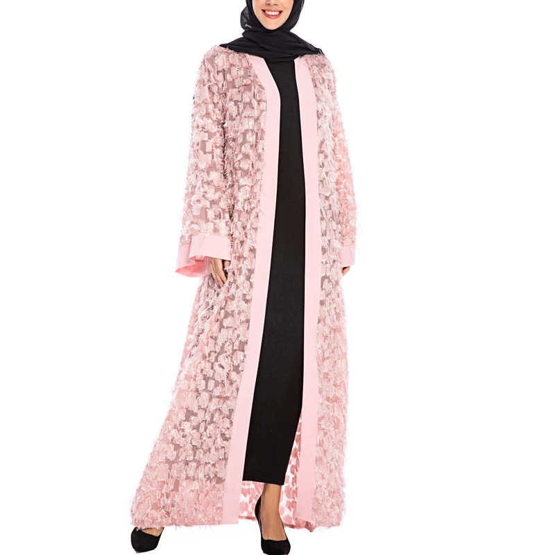 MISSJOY fashion 2019 Abaya Muslim Women Dress Elegant Kimono Tassel Loose Kaftan Dubai Cardigan Pure Color Islamic Clothing Arab |