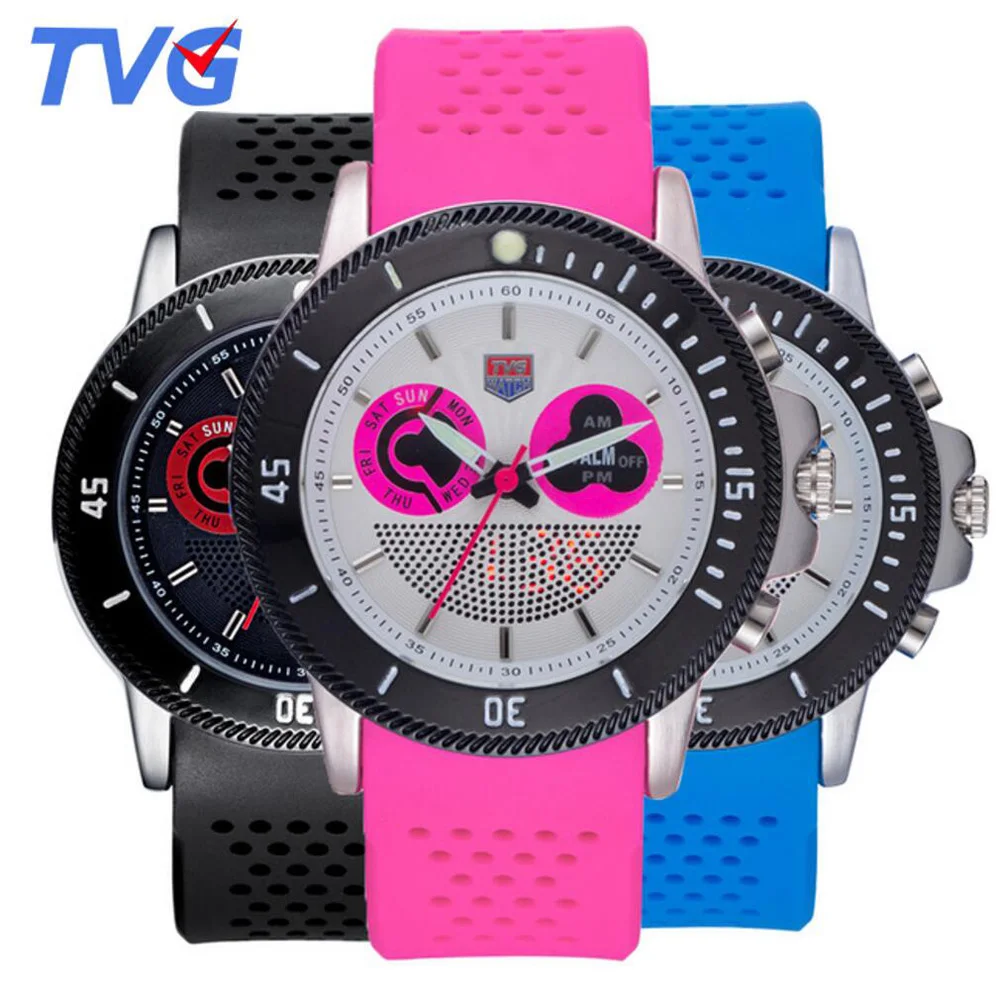 

2020 New TVG Men Watches Top Brand Luxury Sport Watch Silicone Strap Analog Digital Quartz Wristwatch mannen horloge herrenuhr
