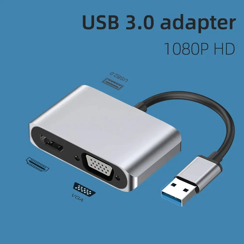 

Адаптер VGA, совместимый с USB 3,0 и HDMI, 4K, мультидисплей, 1920x1080, 3 в 1, преобразователь с USB на HDMI для ОС Windows 7/8/10