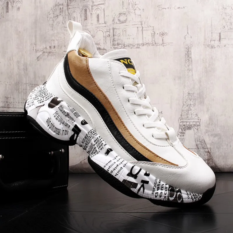 Мужские кроссовки на платформе повседневные винтажные толстой подошве для бега