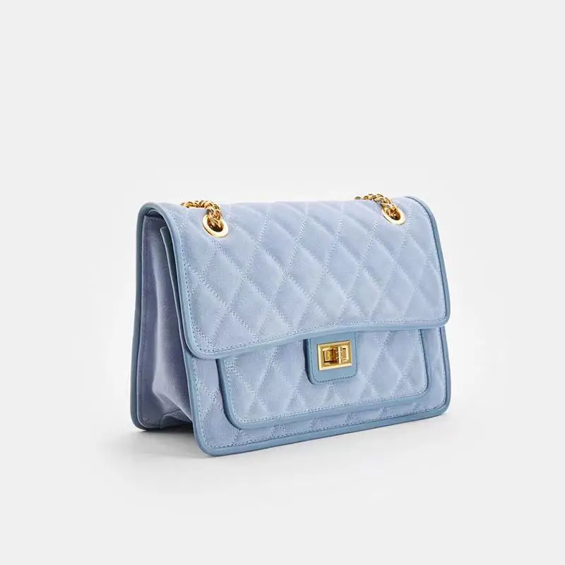 

Female bag rhombic chain shoulder messenger bag large capacity 2021 summer new blue messenger bag stray bag satchels