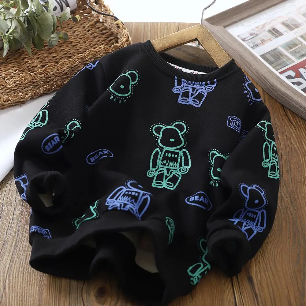 Свитер на флисовой подкладке для мальчиков осень-зима 2022 детская утепленная