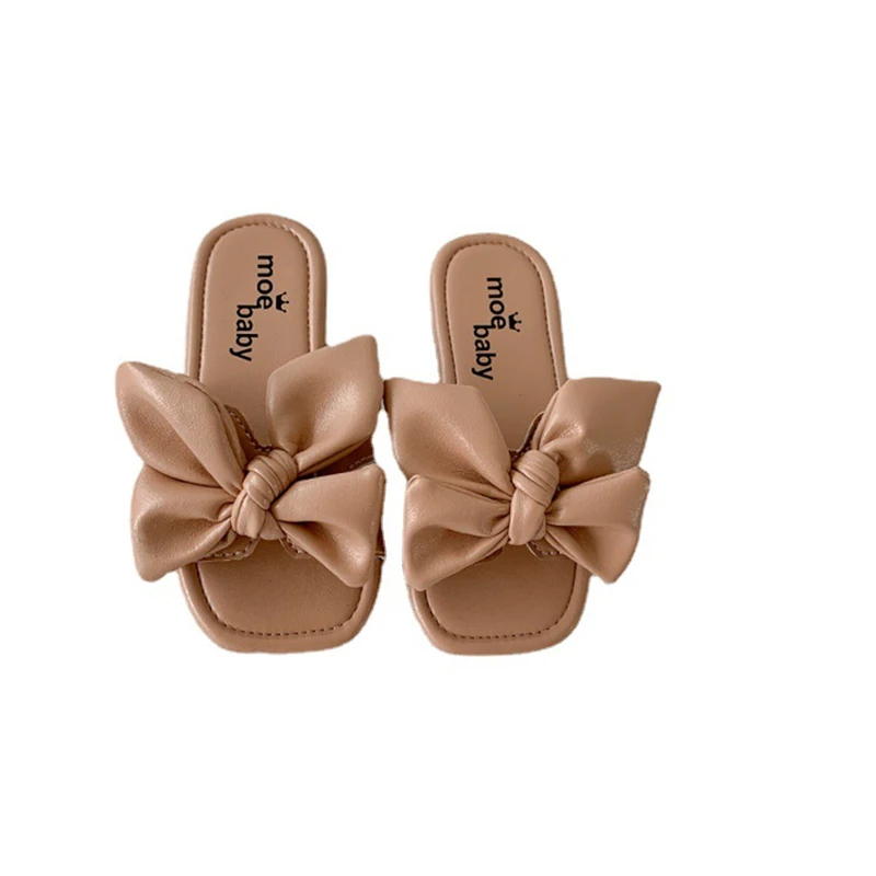 

Girls Princess Slippers 2021 Summer New Fashion Trend Bowknot Flip-Flop Children's Soft Soled Non-slip Slippers Vintage Kid Shoe
