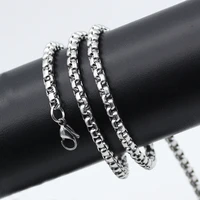 1 piece 2mm2 5mm3mm4mm stainless steel rope square pearl chain necklace figaro for pendant men women silve necklace jewelry