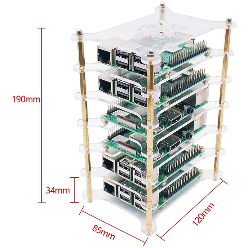 Прозрачный чехол для Raspberry Pi 4B/3B +/3B/2B/B + (без Pi) 6 слоев | Компьютеры и офис