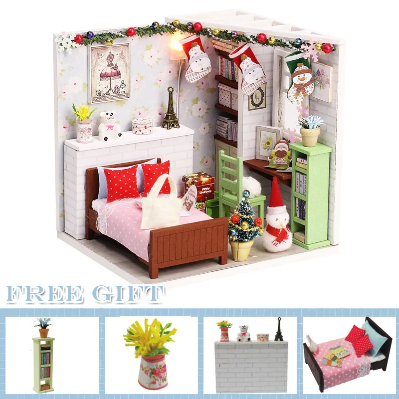 SDM09A CUTEBEE кукольный дом Миниатюрный DIY кукольный домик с деревянная мебель для дома игрушки для детей рождественские подарки - Цвет: SDM09A