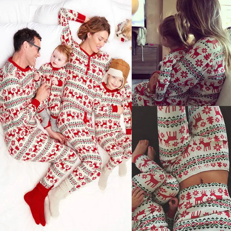 Рождественская Пижама для мамы и дочери комплект одежды сна детей