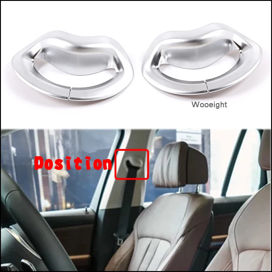 

Wooeight 2Pcs Matte Silver Car Interior Decorative Seat Safty Belt Pillar Trim Cover Decoration Frame Decals Fit For BMW X5 2019