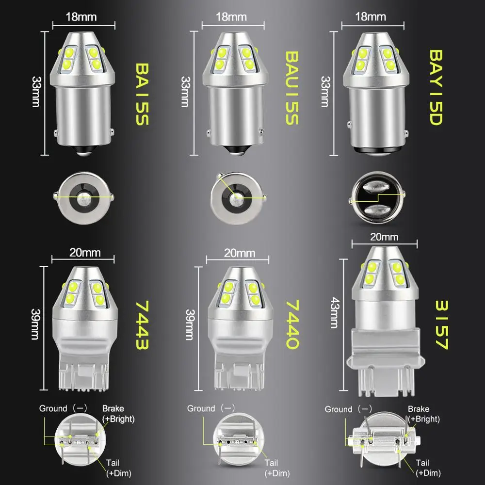T20 светодиодный W21/5 Вт 7443 W21W 7440 PY21W P21W BAY15D BA15S BAU15S Автомобильный лампы P21/5W сигнала
