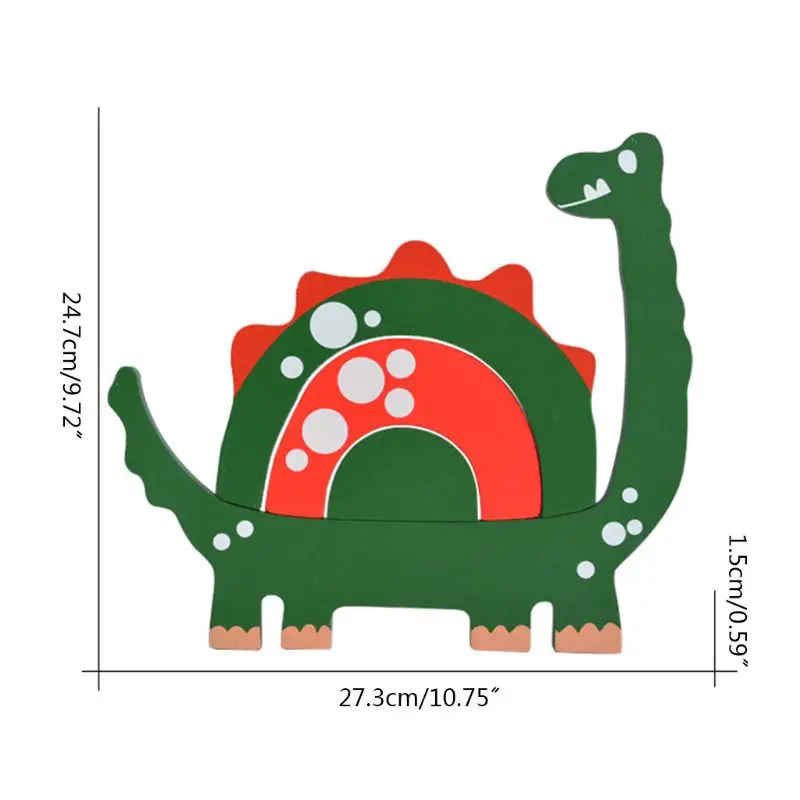 

1 Set Children Wooden Dinosaur Building Blocks Jigsaw Puzzle Stacking Game Bricks Kids Creative Educational Toys Gifts
