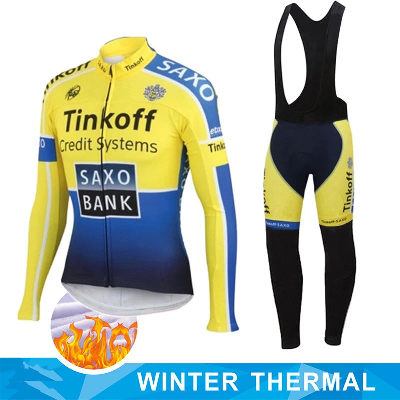 

Зимний теплый флисовый комплект Tinkoff, одежда для велоспорта, мужской костюм из Джерси, спортивная одежда для езды на велосипеде, одежда для г...