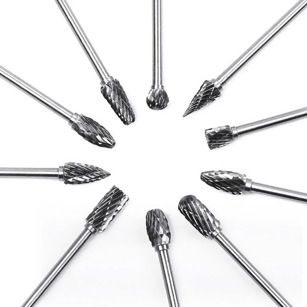 

Rotary Drill Die Carving Bit Double Cut Tungsten Steel Solid Carbide Burrs 3x6mm Dia For Electric Grinder Accessories 10pcs