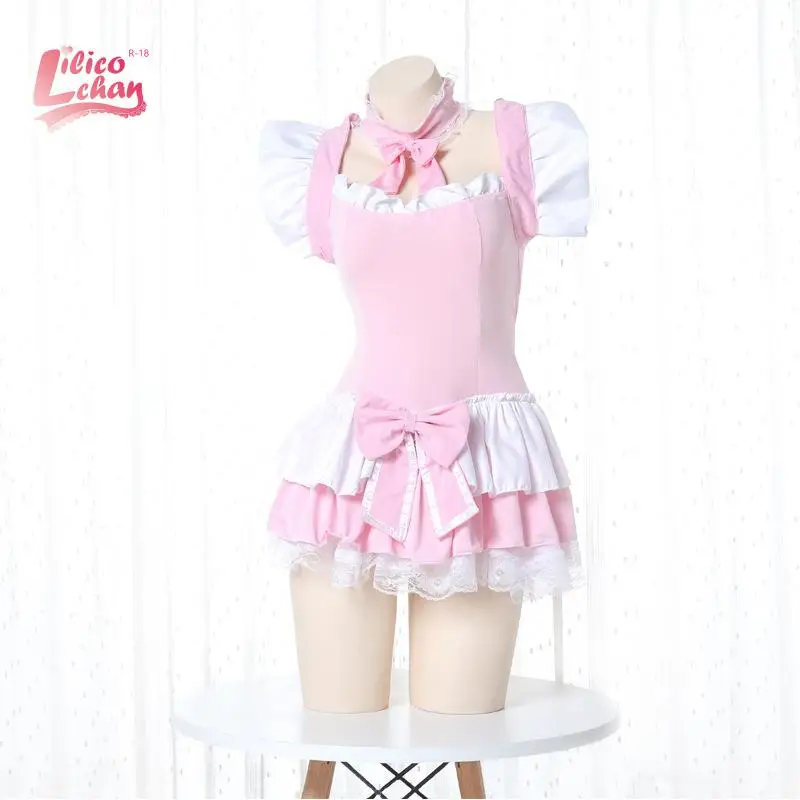 

Sexy Maid Erotic Uniform Lolita Kawaii Babydoll Dress French Apron Role Play Women Cosplay Costumes Pink Cute Servant Obey SM