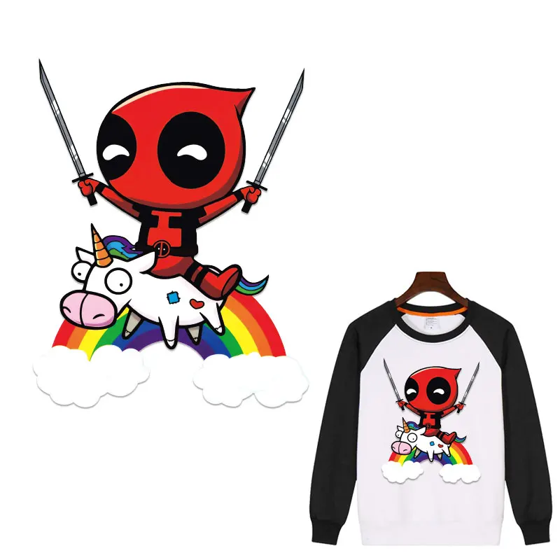 

Iron on Cartoon Unicorn Rainbow Patches for Kids Clothing Heat Transfer Vinyl Stickers on T-shirt DIY Applique Thermal Press
