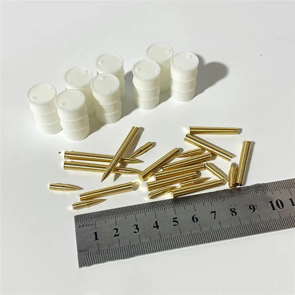 

High Simulation 1/35 Tank Armored Vehicle Oil Drum 128mm Metal Cannonball Model Kits for DIY Model Making