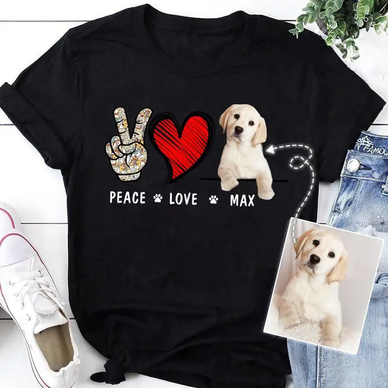 

Personalized Peace Love Dog Shirt, Custom Your Own Dog, Pet Shirt, Christmas Gift For Dog Owner