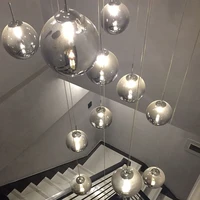 modern glass ball staircase chandelier for duplex living room apartment bedroom nordic restaurant kitchen loft spiral g4 lamp