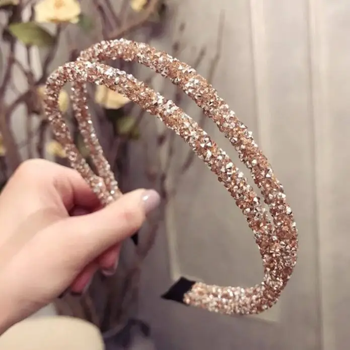 Модные shiney кристально прозрачный мягкий лента для волос женщин Стразы лентой