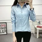 Женская джинсовая рубашка, с длинным рукавом, на пуговицах, с карманами, S-3XL, размера плюс