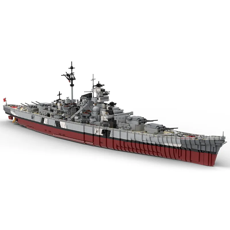 

Military Series WW2 German Bismarck Battleship Cruiser Model Bricks World War2 Warship Building Blocks Weapon Kids DIY Toys Gift