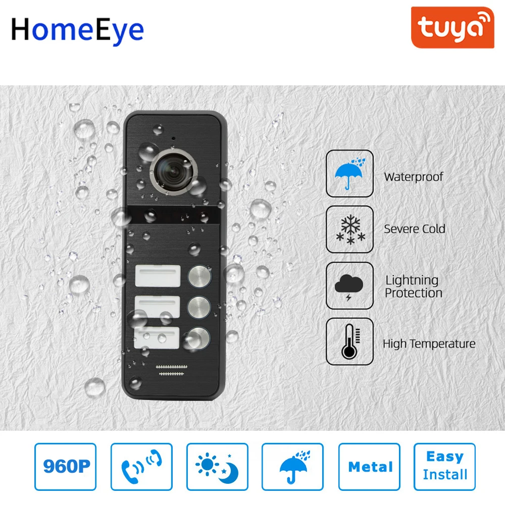 Tuya Smart приложение Поддерживаемые IP видео телефон двери Wi Fi домофон 3 квартиры 960P HD