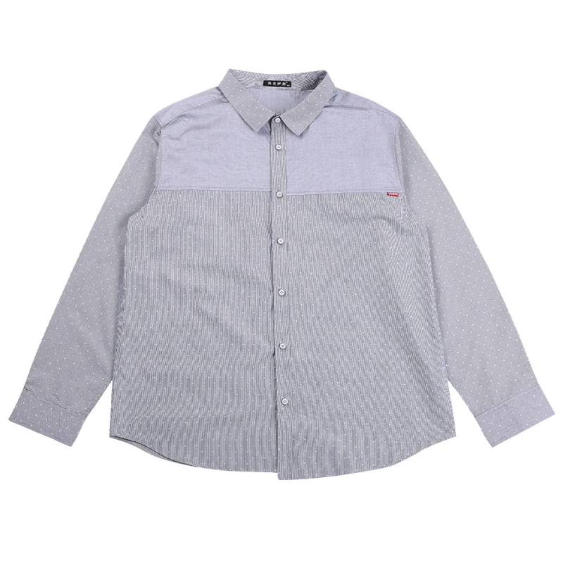 100% хлопок мужская рубашка большого размера на пуговицах плюс блуза с длинным