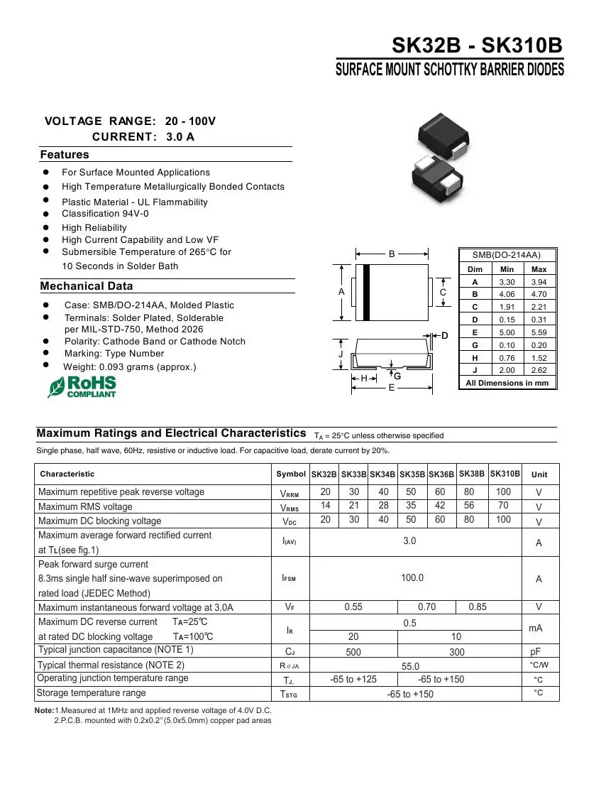 10 шт. SMD диод Шоттки SK12 SK14 SK16 SK18 SK22 SK24 SK26 SK28 SK32 SK34 SK36 SK52 SK54 SK56 SK110 SK210 SK310 SK510|Перемычки|