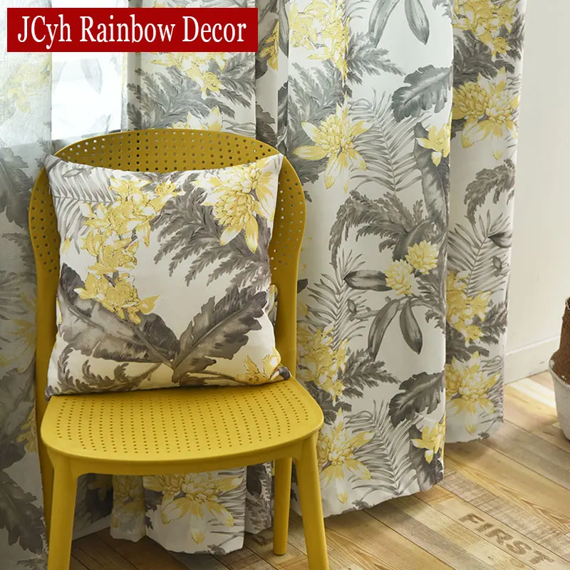 American Pastoral Forest Yellow Curtains For Window Curtain Living Room Curtains For Bedroom Printed Rideaux Gordijn Firanki