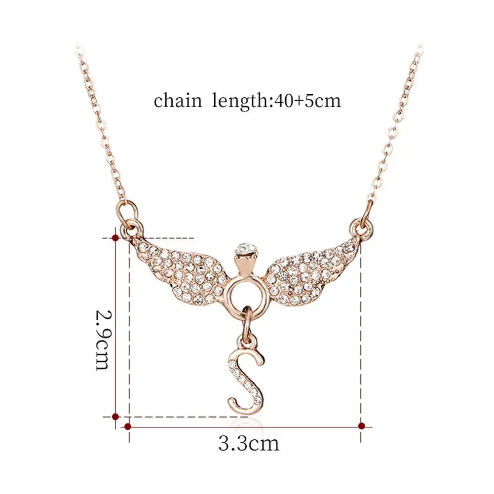 Стразы инкрустированные буквами S ангельские крылья подвеска цепочка ожерелье