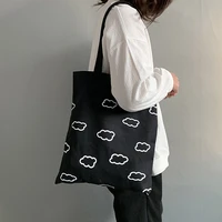 ladies handbags canvas cloud print tote bag cotton cloth shoulder shopper bag for women 2021eco foldable reusable shopping bags