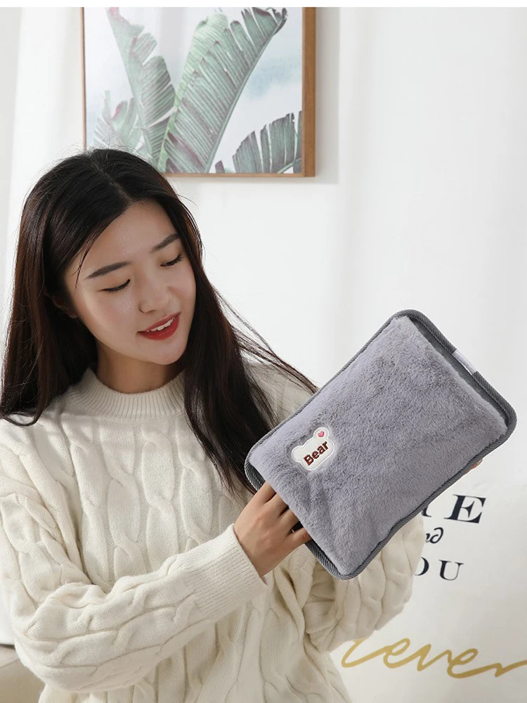 

Rechargeable Hot Water Bottle Electric Heating Hot Water Bottle Rabbit Fur Soft Hand To Keep Warm Cold And Warm