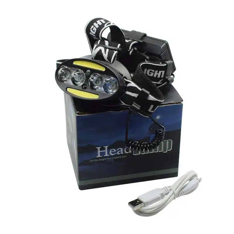 Перезаряжаемый Передний фонарь с 7 режимами датчик движения тела 4 * T6 + 2 COB