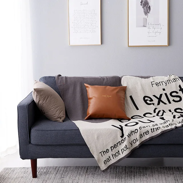 Вязаное покрывало для отдыха с надписью дивана/автомобиля портативное