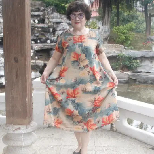 Женское летнее платье в китайском стиле элегантное свободное 7XL модель DJ495 2022 -
