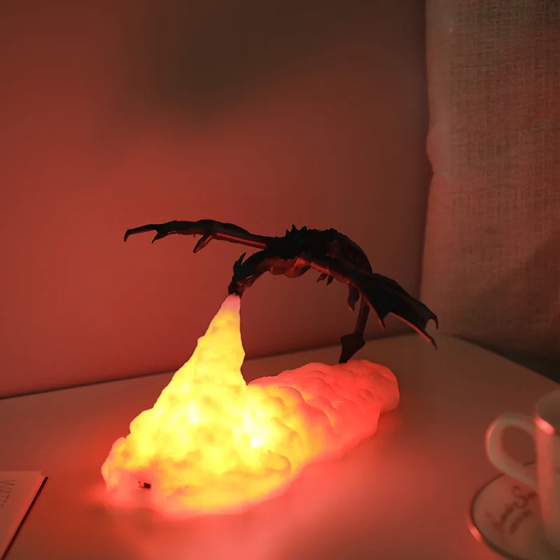 

2021 Version PLA Artwork Dragon Shape Night Light 3Ｄ Printed Led Lava Lamp For Kids Christmas Gift Children Birthday Presents
