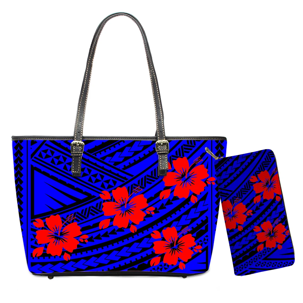 

Bohemia Flower Women Handbag & Purse Set Customized Large Strips Pattern Leather Clutch Tote Wallet 2021 Free Dropship Wholesale