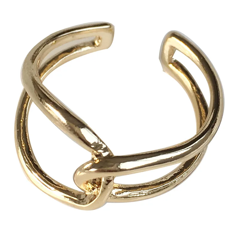 

Elegant Gold Silver Color Simple Double Circle Wave Rings for Women Minimalist Open Circle Cuff Adjustable Circle Ring Jewelry