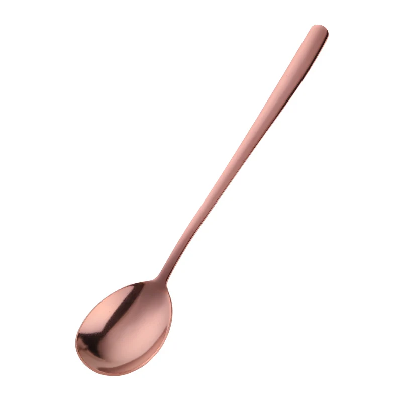 Rose Gold 2pcs 2 шт. Корейская ложка Серебряная суповая из нержавеющей стали ложка с длинной ручкой Золотая большая ложка набор для мороженого/салата металлическая кухонная посуда - Цвет: Rose Gold 2pcs