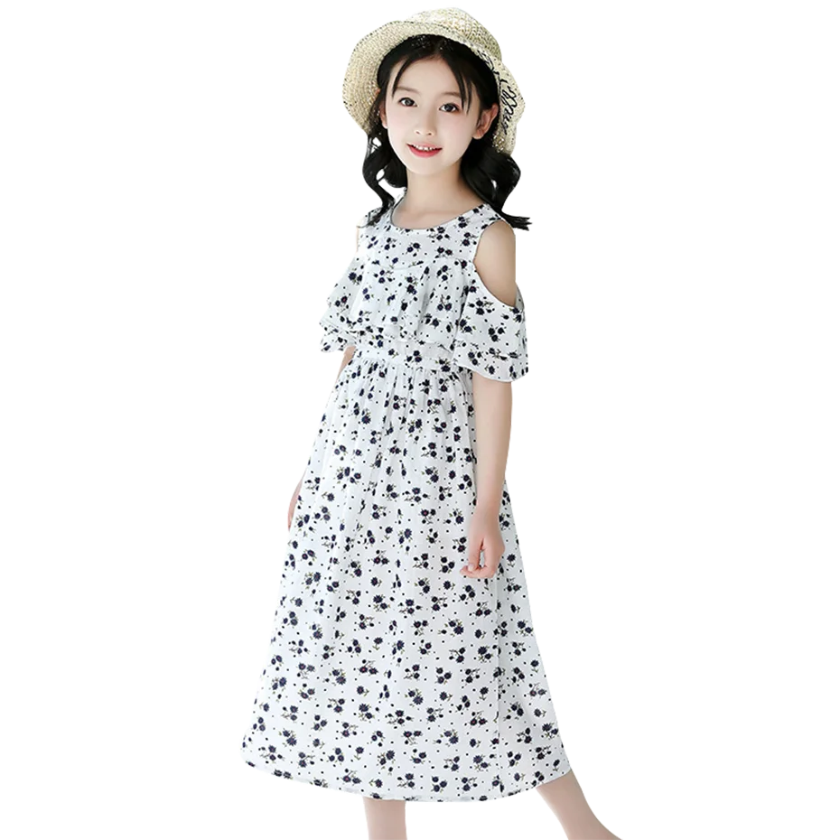 Summer Dresses For Girls Floral Pattern Dress Off Shoulder Child Bohemia Children's Costumes 6 8 10 12 14 | Детская одежда и